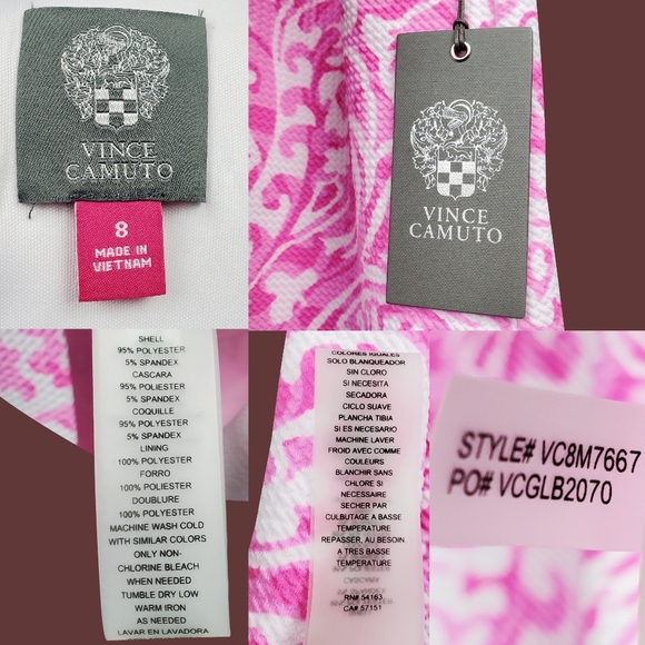 Vince Camuto Womens Pink White Sleeveless Halter Keyhole Sheath Dress Size 8 NWT - Picture 8 of 8